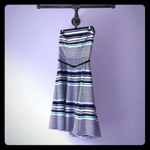 Fit and Flare, Strapless, Striped Dress